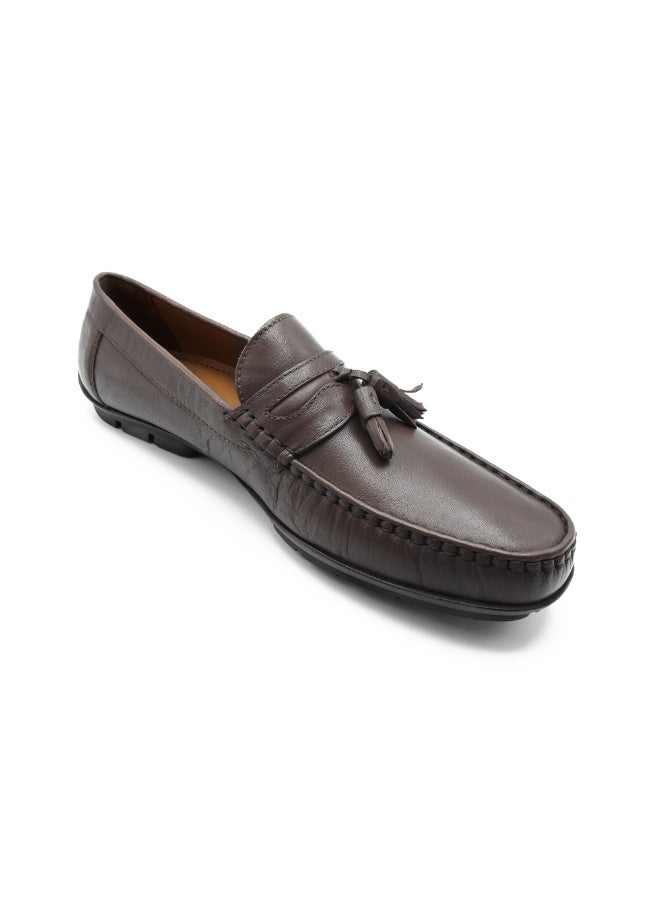 MONT HAWK Men’s Genuine Leather Tassel Moccasin Loafers – Handstitched Slip-On Penny Loafers with Cushioned Insole & Durable TPR Sole for Office, Business, Casual, Driving & Wedding Wear - Image 1