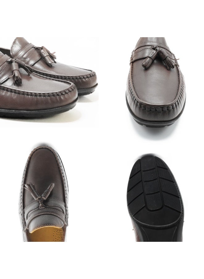 MONT HAWK Men’s Genuine Leather Tassel Moccasin Loafers – Handstitched Slip-On Penny Loafers with Cushioned Insole & Durable TPR Sole for Office, Business, Casual, Driving & Wedding Wear - Image 3
