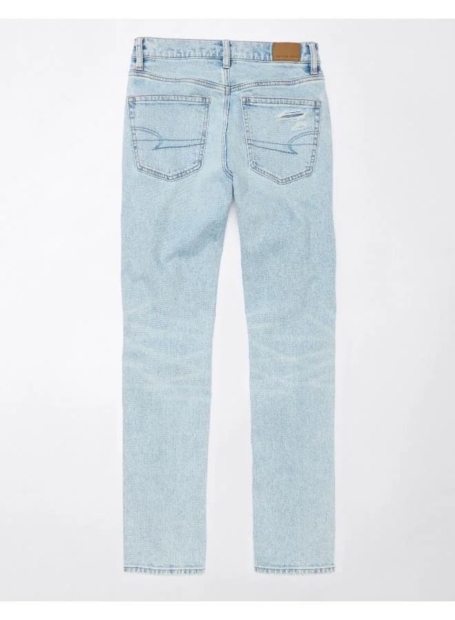 American Eagle AE Stretch Super High-Waisted Ripped Ankle Straight Jean