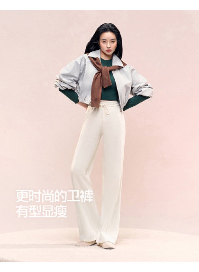 SIINSIIN Women'S Sweatpants, New Autumn And Winter Style, Flowy And Versatile, Petite-Friendly Slimming, Fleece-Lined High-Waist Wide-Leg Pants, Casual Pants, Sporty Style - Image 1