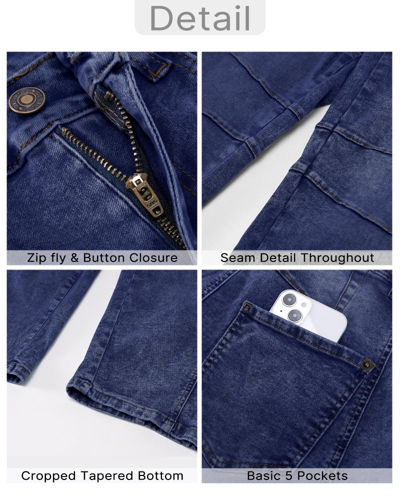 GRAPENT Barrel Jeans for Women Balloon Wide Leg Cropped Trendy Jeans Boyfriend High Waisted Jean Pants Casual Stretchy Summer Denim Trousers Color Classic Blue Small Petite Size 4 to 6 - Image 5