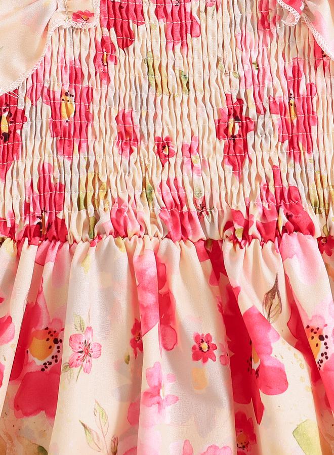 Take Two Girls Pink Floral A-Line Dress - Image 5