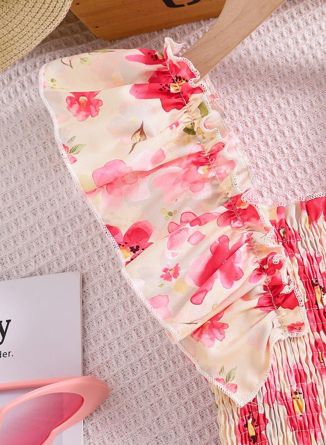 Take Two Girls Pink Floral A-Line Dress - Image 4