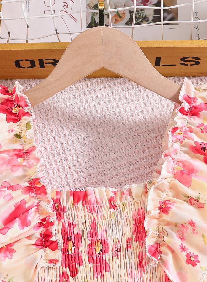 Take Two Girls Pink Floral A-Line Dress - Image 3