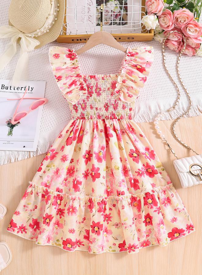 Take Two Girls Pink Floral A-Line Dress - Image 1