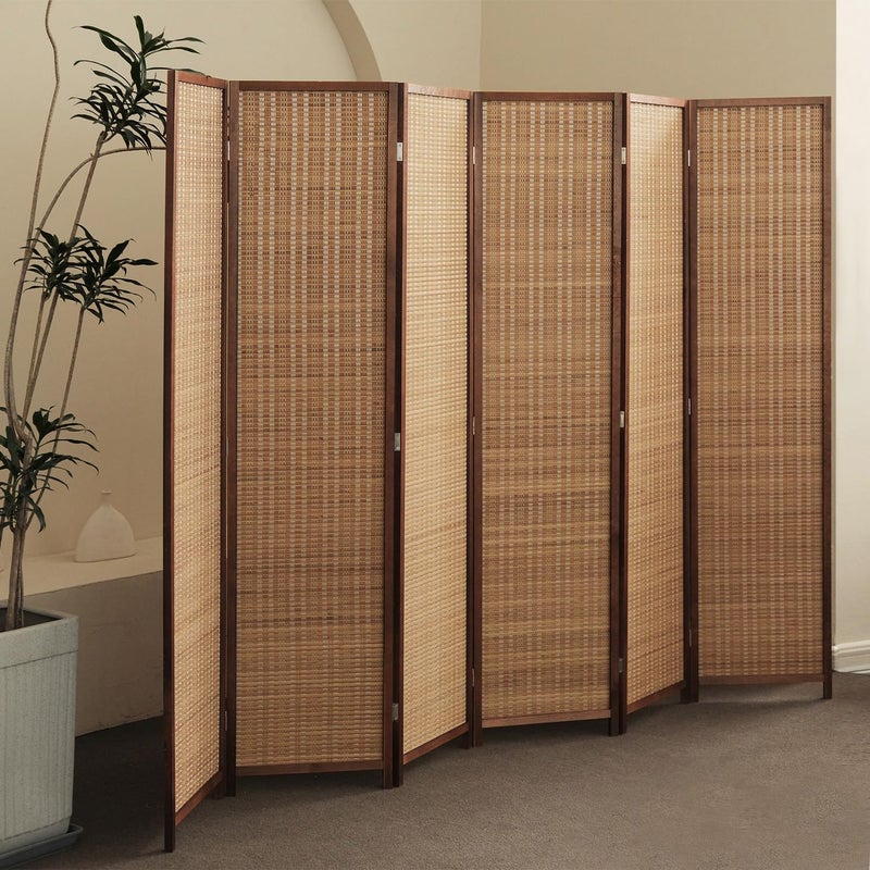 Furnnylane 6 Panel Room Divider and Folding Screen Room DividerBamboo Room Divider for Room Separation67 H x 921 W