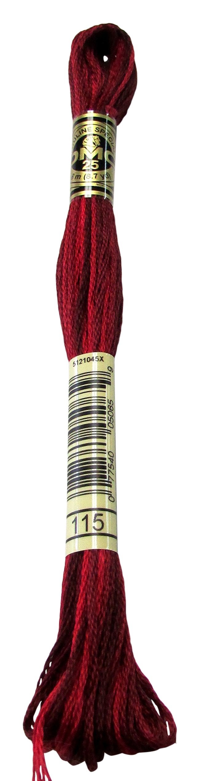 DMC 117-115 Mouline Stranded Cotton Six Strand Embroidery Floss Thread, Variegated Garnet, 8.7-Yard