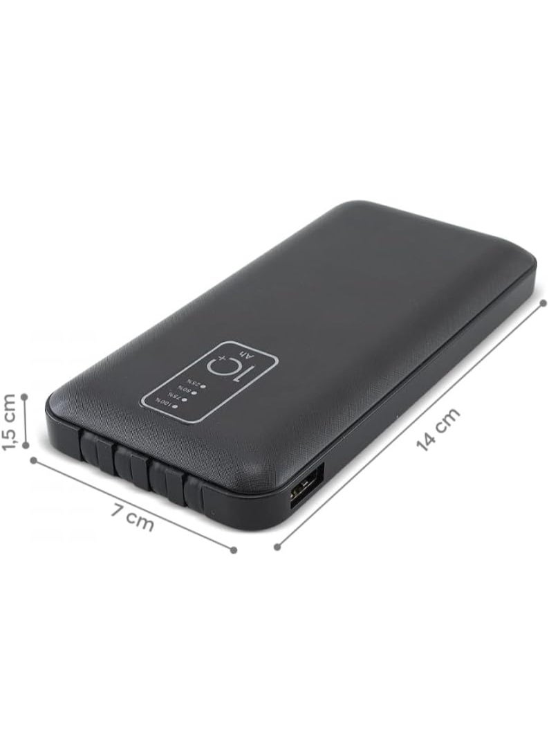 TIGER - Power Bank 10,000mAh Portable Charger – Lightweight External Battery Pack with Built-in 4 USB Cables (Type-C, Lightning, Micro USB, USB-A) | Fast Charging for iPhone, Android & More | Slim Mobile Power Bank for Travel, Work & Daily Use - Image 1