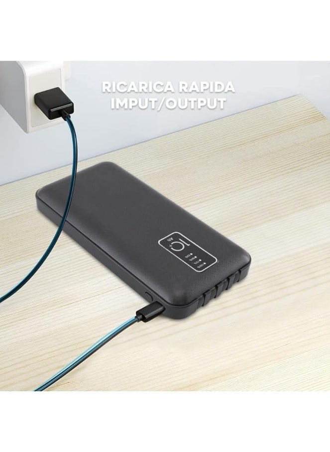 TIGER - Power Bank 10,000mAh Portable Charger – Lightweight External Battery Pack with Built-in 4 USB Cables (Type-C, Lightning, Micro USB, USB-A) | Fast Charging for iPhone, Android & More | Slim Mobile Power Bank for Travel, Work & Daily Use - Image 1