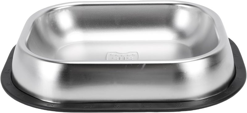 Stainless Steel Dog Food Dish, 304 Stainless Steel Non Slip Base Large Capacity Rectangle Shape Dog Cat Bowl, Metal Pet Water Food Bowl with Easy to Clean for (Small) - Image 1