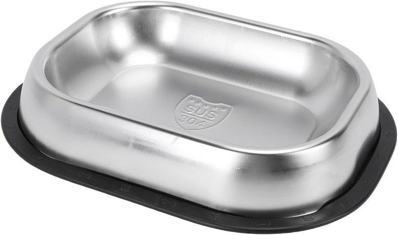 Stainless Steel Dog Food Dish, 304 Stainless Steel Non Slip Base Large Capacity Rectangle Shape Dog Cat Bowl, Metal Pet Water Food Bowl with Easy to Clean for (Small) - Image 5