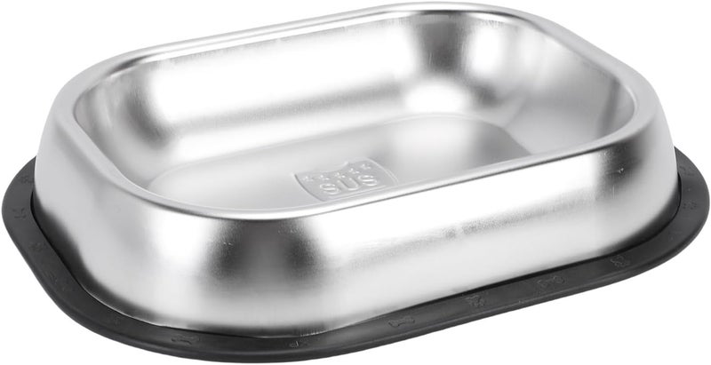 Stainless Steel Dog Food Dish, 304 Stainless Steel Non Slip Base Large Capacity Rectangle Shape Dog Cat Bowl, Metal Pet Water Food Bowl with Easy to Clean for (Small) - Image 3