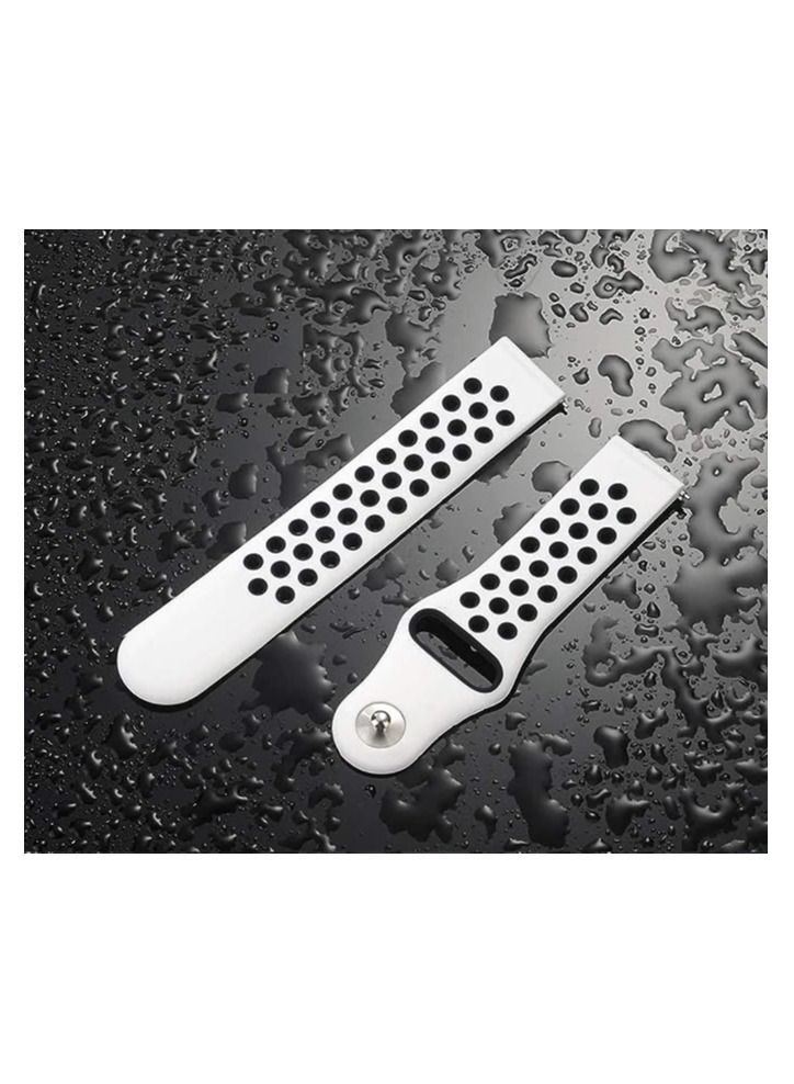 For Samsung Gear S3 / Galaxy Watch / Huawei GT2 / Fossil Breathable   Sport Band Design with Air Holes and Quick Release Pin - Double Colors Strap -  White / Black 22mm - Image 1