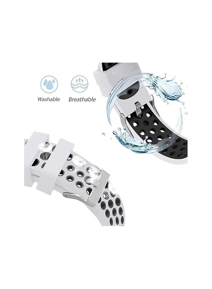 For Samsung Gear S3 / Galaxy Watch / Huawei GT2 / Fossil Breathable   Sport Band Design with Air Holes and Quick Release Pin - Double Colors Strap -  White / Black 22mm - Image 3