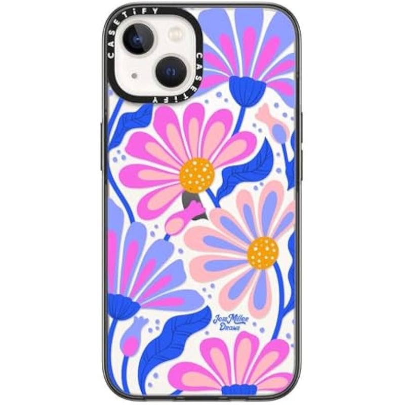 CASETIFY Compact Case for iPhone 13 【Lightweight / 4 ft. 2X Military Grade Drop Protection/Slim】 - Mystic Daisy - Clear Black - Image 2