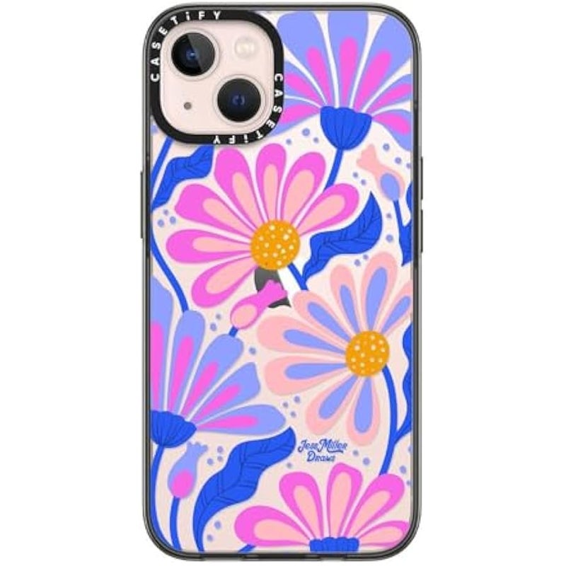 CASETIFY Compact Case for iPhone 13 【Lightweight / 4 ft. 2X Military Grade Drop Protection/Slim】 - Mystic Daisy - Clear Black - Image 1