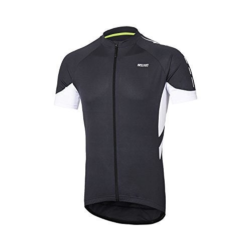 ARSUXEO Men's Short Sleeves Cycling Jersey Bicycle MTB Bike Shirt 636 Dark Gray Size XL - Image 1