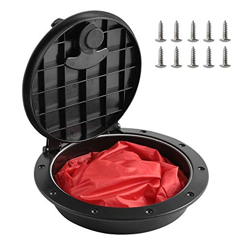Anndason 8'' Black Deck Plate Kit Deck Hatch with Storage Bag for Fishing Kayak Boating - Image 1