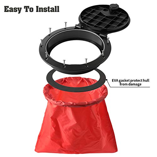 Anndason 8'' Black Deck Plate Kit Deck Hatch with Storage Bag for Fishing Kayak Boating - Image 4