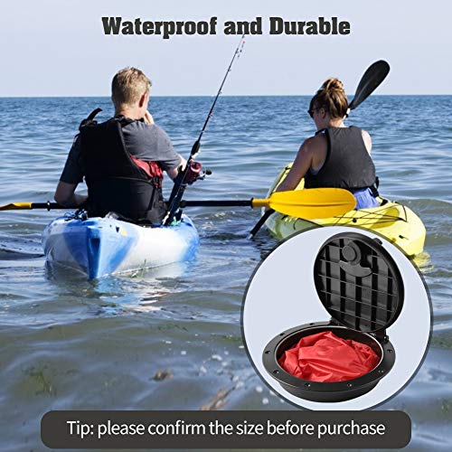 Anndason 8'' Black Deck Plate Kit Deck Hatch with Storage Bag for Fishing Kayak Boating - Image 3