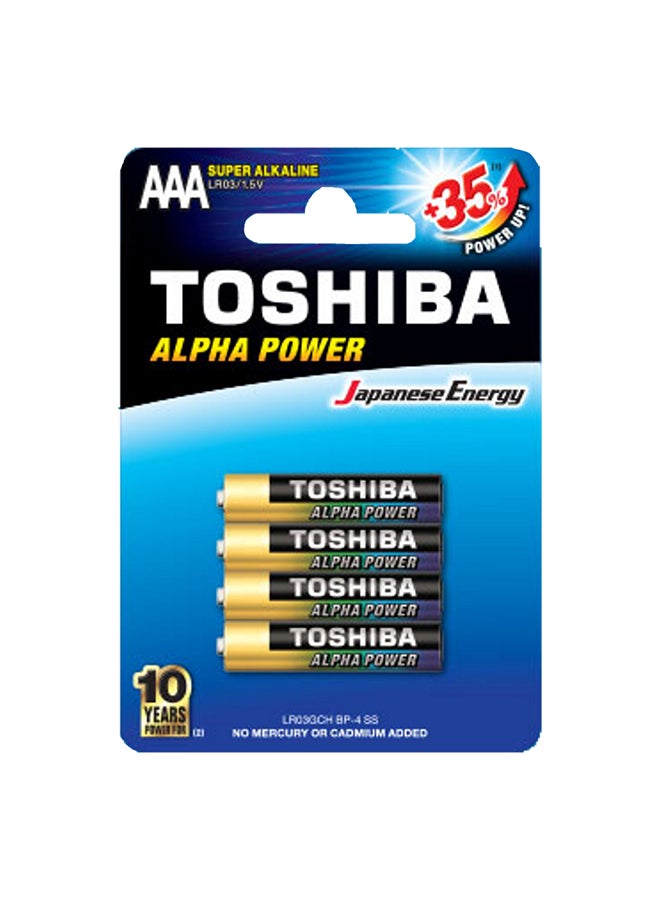 4-Piece Alpha Power AAA Super Alkaline Batteries Multicolour