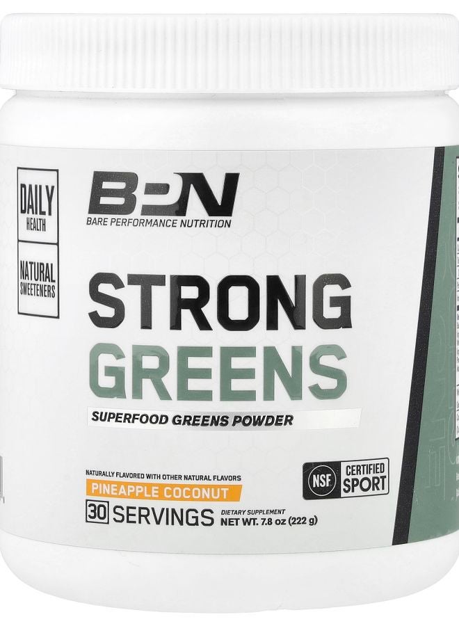 BPN Strong Greens Superfood Greens Powder Pineapple Coconut 7.8 oz (222 g) - Image 1