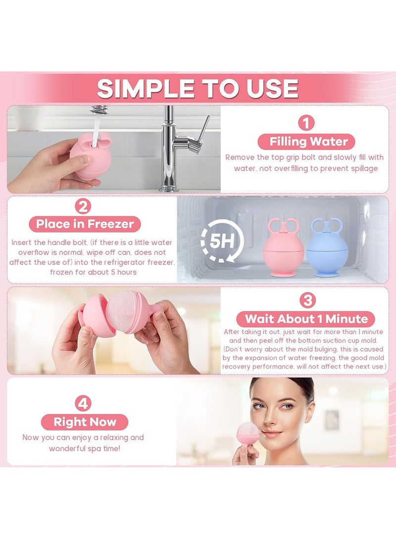 Aurafly Ice Roller for Face and Gua Sha Facial Tool Kit, Ice Cube Facial Massager with Face Gua Sha for Skin Care Eye Bags Wrinkles and Lifting Face Beauty Massager for Women Mother's Day Gift (Pink)  - Image 2
