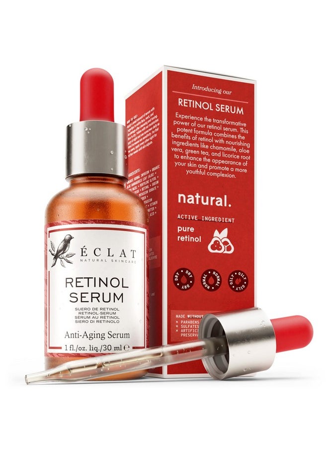 Eclat Skincare Retinol Serum For Face 2.5% Resurfacing Retinol Serum Acne Scar Treatment Serum Retinol Face Serum Ordinary Serum Retin A Anti Wrinkle Serum Retnol Facial Acne Retinol Serum  - Image 1