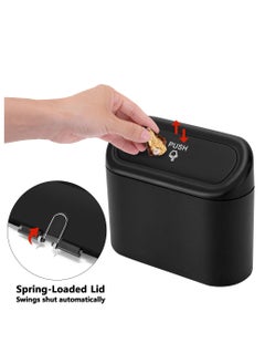 KASTWAVE Mini Car Trash Can with Lid, 2pc Small Car Trash Bin, Car for Interior, Leakproof Car Garbage Can, Dustbin Can Organizer Storage for Car, Home, Office with 2 Hooks and 30pcs Trash Bags Black BK-2  - Image 3
