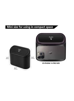 KASTWAVE Mini Car Trash Can with Lid, 2pc Small Car Trash Bin, Car for Interior, Leakproof Car Garbage Can, Dustbin Can Organizer Storage for Car, Home, Office with 2 Hooks and 30pcs Trash Bags Black BK-2  - Image 2