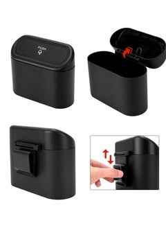 KASTWAVE Mini Car Trash Can with Lid, 2pc Small Car Trash Bin, Car for Interior, Leakproof Car Garbage Can, Dustbin Can Organizer Storage for Car, Home, Office with 2 Hooks and 30pcs Trash Bags Black BK-2  - Image 4