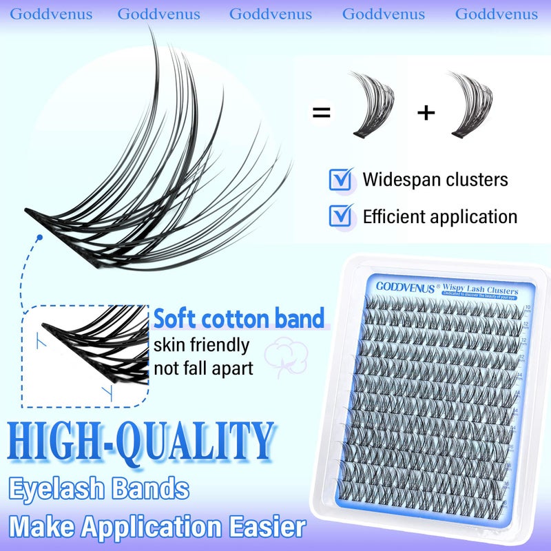 Goddvenus Wispy Lash Clusters 10-16mm Lashes Clusters Eyelash Extensions Natural Individual Lashes 144pcs D Curl Lash Extension DIY Soft Comfortable Eyelash Clusters with Cotton Band - Image 3