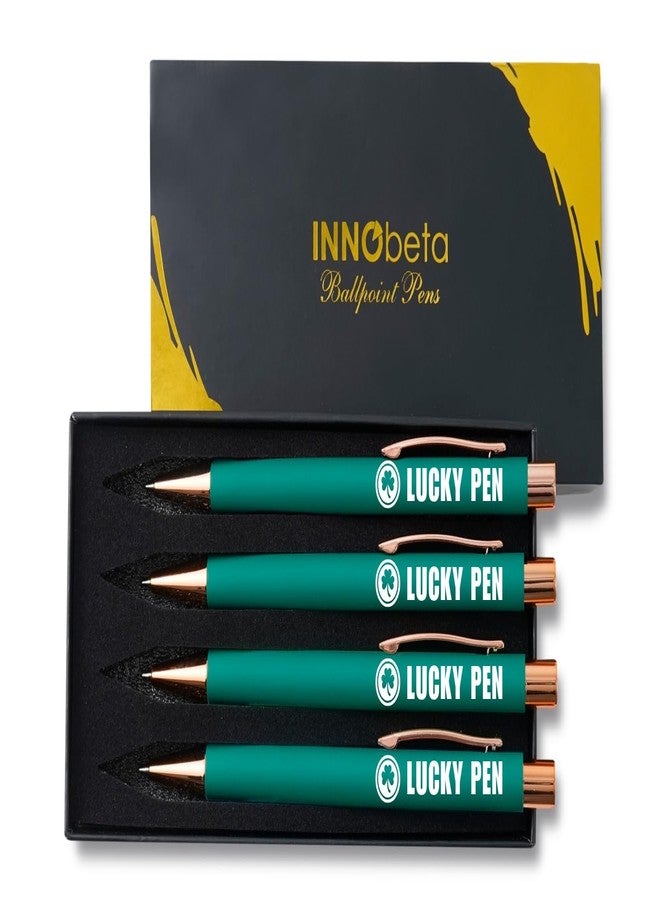 InnoBeta Irish Gifts for Women, Men, Teens, Ballpoint Pen Set of 4, Lucky Shamrock Irish Theme Stuff for Friends, Coworkers - Lucky Pen - Image 1