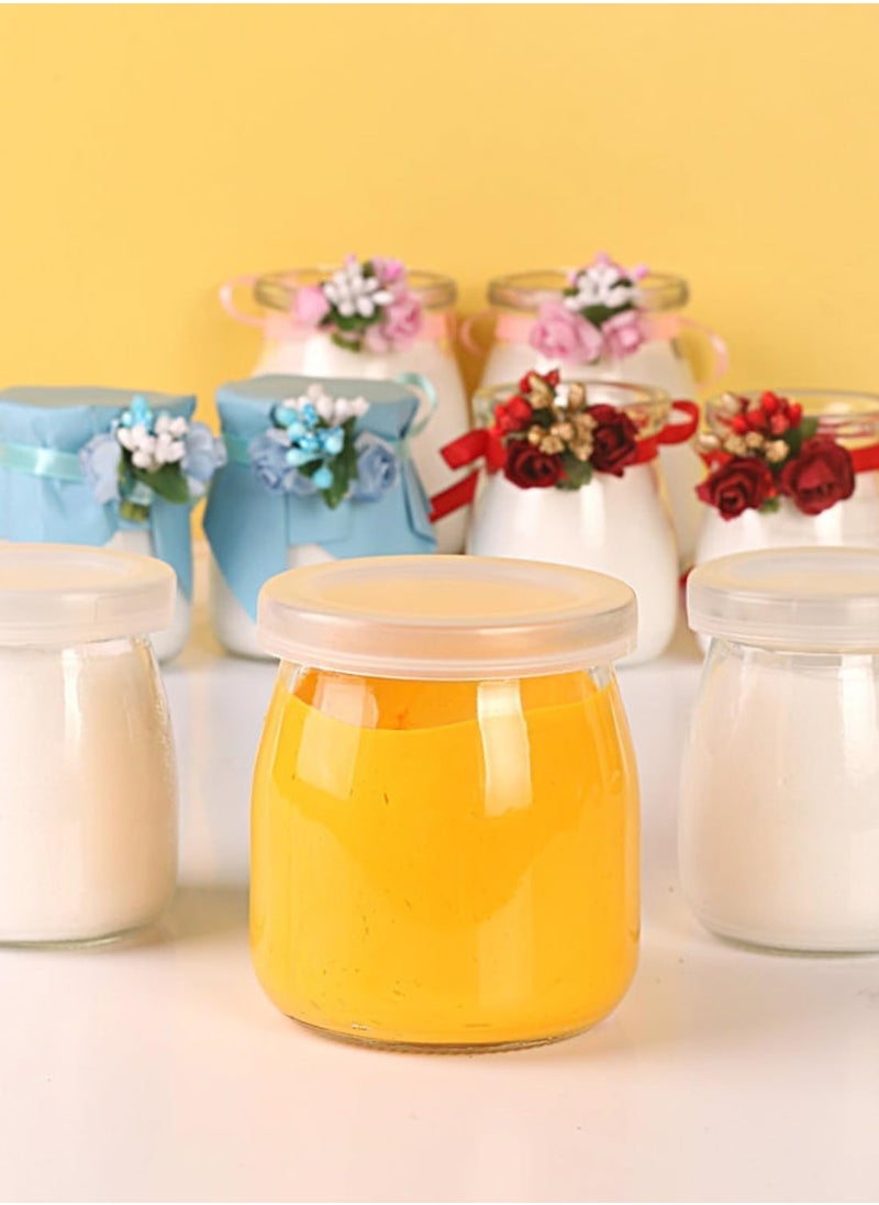 Luxoraq 200ml Yoghurt Jars pudding Jar with Lid Glass, (Pack of 12) Container With Lid For Milk Jams Jelly Mousse Yogurt Making, Jam, Jelly, Mousse & Honey - Reusable, Round Containers for Home Kitchen Storage  - Image 5