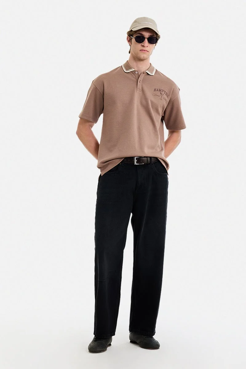 SNITCH Brown Graphic Half Sleeve Oversized T-Shirt