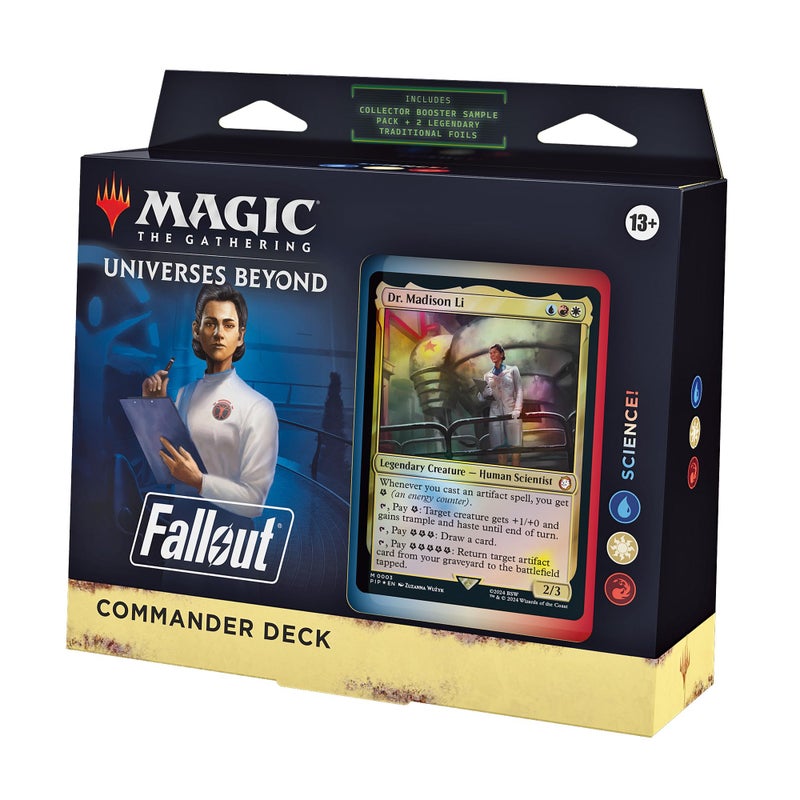 Magic the Gathering Magic: The Gathering Fallout Commander Deck - Science! (100-Card Deck, 2-Card Collector Booster Sample Pack + Accessories) - Image 1