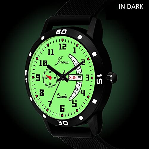 jainx Radium Dial Black Silicone Strap Analog Wrist Watch for Men - JM7108 - Image 4