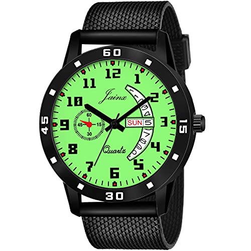jainx Radium Dial Black Silicone Strap Analog Wrist Watch for Men - JM7108 - Image 1