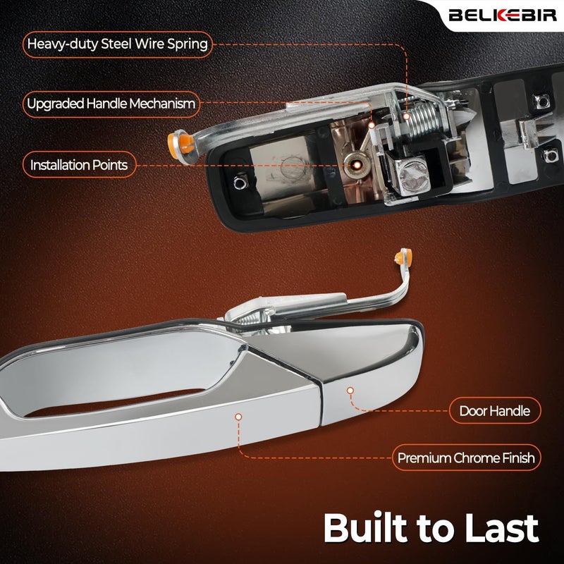 BELKEBIR Exterior Chrome Door Handle Rear Left Driver Side Compatible with 2007-2014 Chevy Silverado Suburban Avalanche Tahoe, GMC Sierra Yukon, Cadillac Escalade Replace 15915659, 20954849, 22738725, 25890289 Popular trusted craftsmanship - Image 5