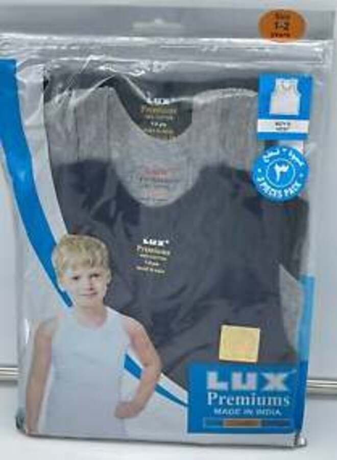 Lux Premium 100% cotton BOY`s VEST Colour pack of 3pcs - Image 2