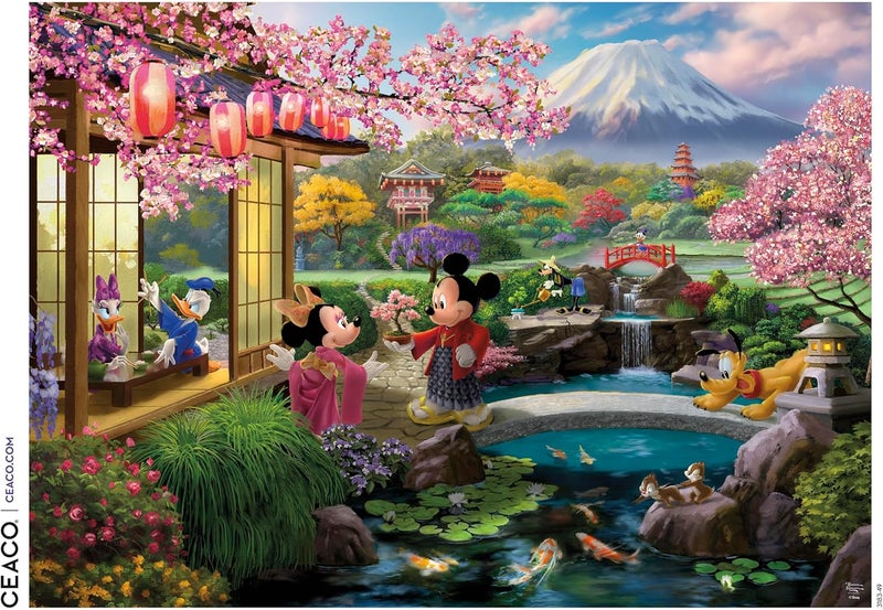 سيكو - Disney - Thomas Kinkade - ميكي وميني في اليابان - لغز تركيب من 1000 قطعة للبالغين - لغز صعب مثالي لأمسيات الألعاب - الحجم النهائي 26.5 × 19 بوصة - Image 5