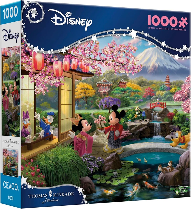 سيكو - Disney - Thomas Kinkade - ميكي وميني في اليابان - لغز تركيب من 1000 قطعة للبالغين - لغز صعب مثالي لأمسيات الألعاب - الحجم النهائي 26.5 × 19 بوصة - Image 3