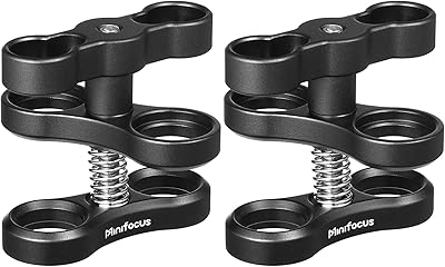 MINIFOCUS 2PCS 1' Aluminum Ball Clamp Mount for Underwater Diving Light Arms Tray System, Photography Diving Camera, - Image 1