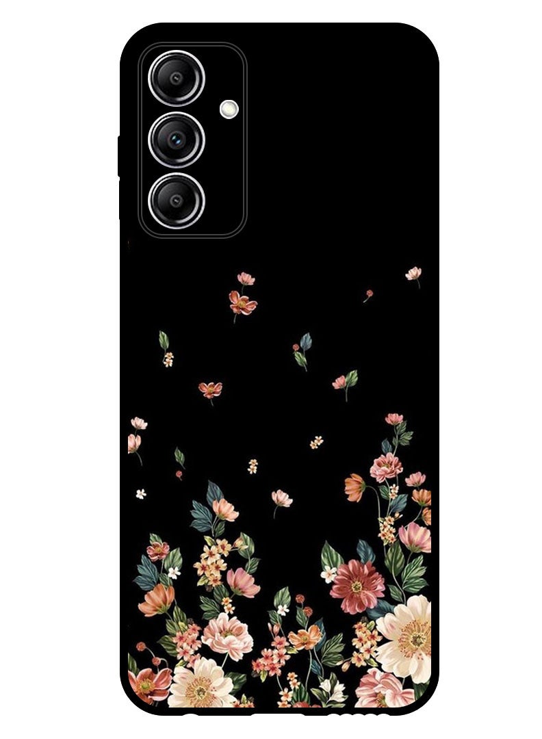 Theodor Protective Case Anti Scratch Shock Proof Bumper Cover For Samsung Galaxy A35 Flowers in Black Background - Image 1