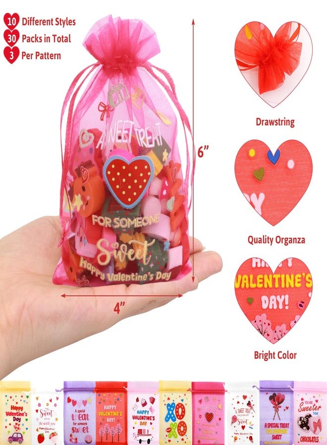 WorldBazaar Valentine's Day Organza Bags 30PCS with Drawstring 4 x 6 inch Valentine Gift Goodie Candy Treat Bags Love Wedding Holiday Classroom Office School Supplies - Image 4