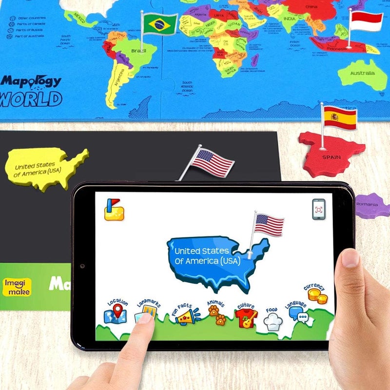 إيماجيميك Imagimake Mapology لعبة لغز العالم - خريطة تفاعلية - جغرافيا للأطفال - ألعاب تعليمية وتعلمية - هدية للأولاد والبنات من عمر 8، 9، 10، 11، 12 سنة - Image 1