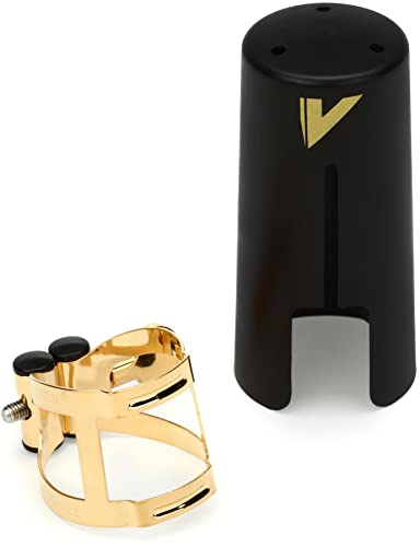 Vandoren LC56DP M/O Ligature and Plastic Cap for Soprano Saxophone; Gilded Finish - Image 1