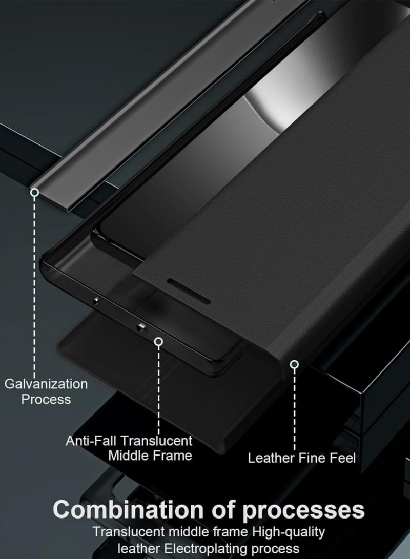 Aookay Case Compatible with Galaxy S24 Ultra Cover, Samsung S24 Ultra Ultra Slim Flip Case, Anti-Scratch, Nano Adsorption, Stand Function, Cover Case for Samsung S24 Ultra 5G (S24 Ultra, Black) - Image 3