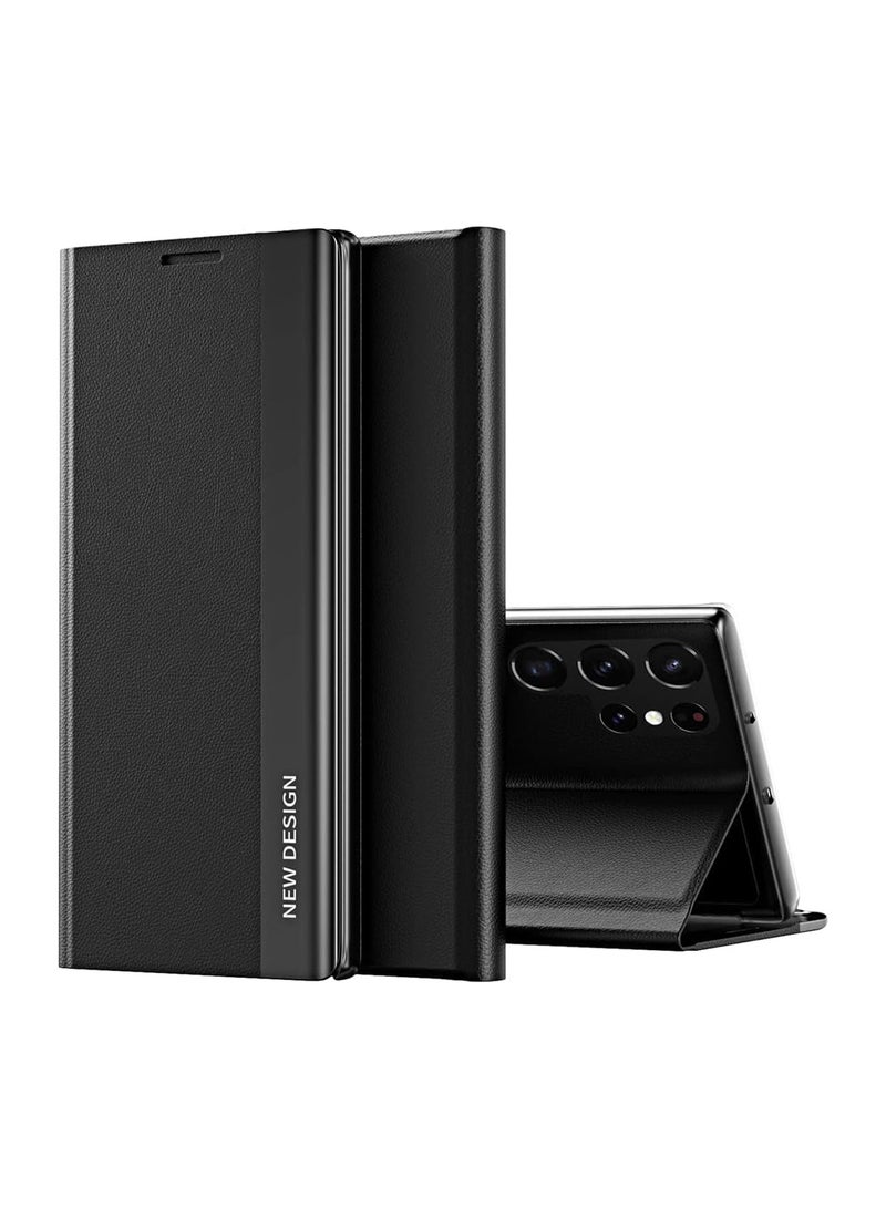 Aookay Case Compatible with Galaxy S24 Ultra Cover, Samsung S24 Ultra Ultra Slim Flip Case, Anti-Scratch, Nano Adsorption, Stand Function, Cover Case for Samsung S24 Ultra 5G (S24 Ultra, Black) - Image 1