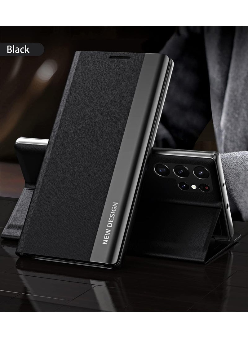 Aookay Case Compatible with Galaxy S24 Ultra Cover, Samsung S24 Ultra Ultra Slim Flip Case, Anti-Scratch, Nano Adsorption, Stand Function, Cover Case for Samsung S24 Ultra 5G (S24 Ultra, Black) - Image 2